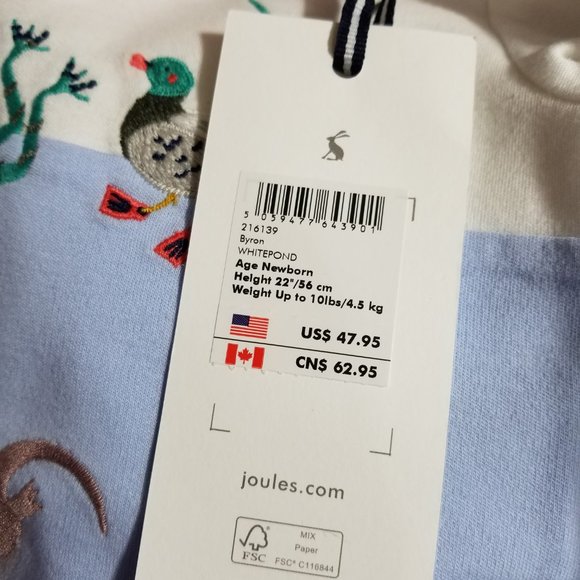 Joules Baby Organic Grown Cotton Artwork Set - Whitepond - NEWBORN NWT - Picture 7 of 8